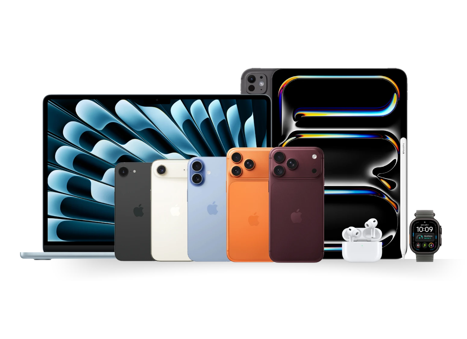 Equipos Apple: MacBook Air, iPad Pro, iPhone, AirPods Pro y Apple Watch